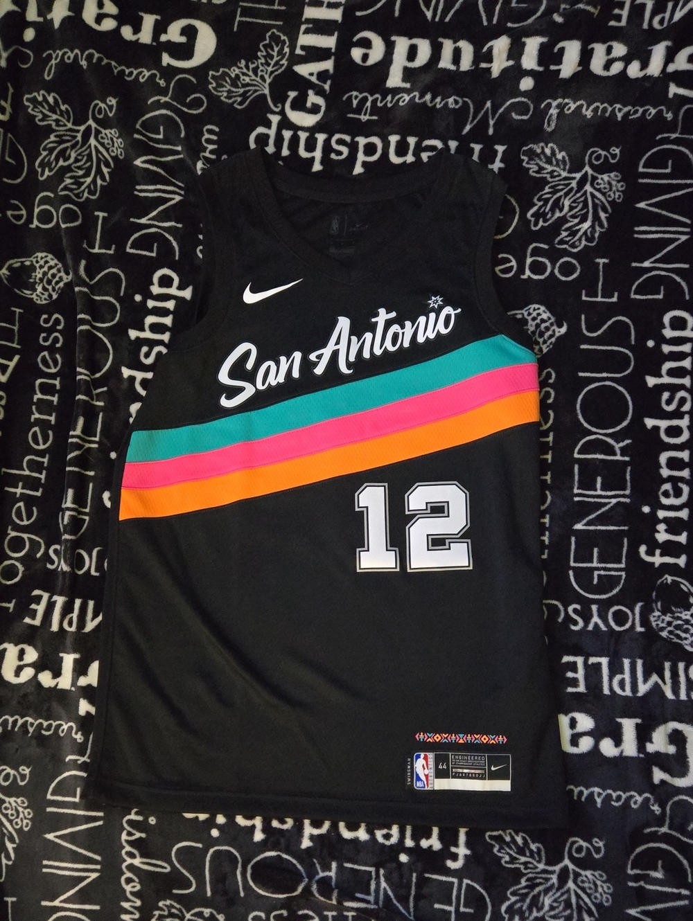 Nike San Antonio Spurs Black Fiesta Jersey Sz Med